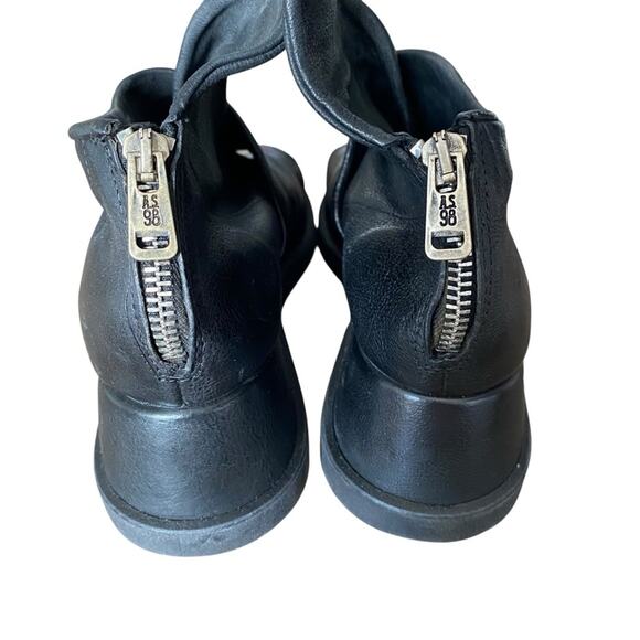 A.S.98 Black Leather Zipper Back Sandals size 39 Fits US 8.5-9 - Picture 2 of 9